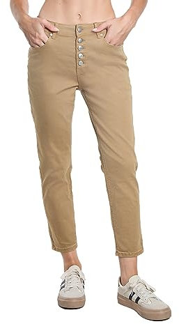 Sexy Woman Pantalone Donna in Cotone Elasticizzato con Bottoni Particolari (cod. H345) (Camel, XS)
