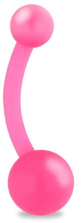 Treuheld® Bauchnabelpiercing aus Kunststoff | Farbe: Pink/Rosa | Größe: 1,6 x 10 mm (Kugeln: 4 + 6 mm)