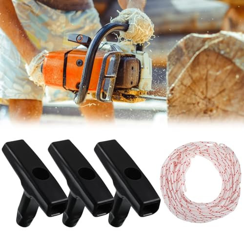 Recoil Starter Seil(10 m x 3mm) Starterseil Rasenmäher Schnur griff Ziehen Schnur mit 3 Stück Rasenmäher Startergriff Recoil Seil Starter Griff für Rasenmäher Kettensäge Trimmer Edger Bürste Schneider