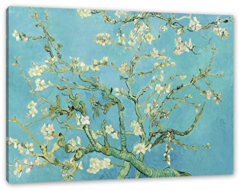 Pixxprint Vincent Van Gogh - Mandelbaumzweige, Größe: 100x70cm, Leinwandbild, fertig gespannt, Wandbild, Dekoration, Kunstdruck, kein Poster