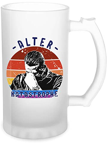 retro Alter Katastrophe vintage Lustiger Spruch Alter Transparent Bierkrug Stein 500ml Tasse