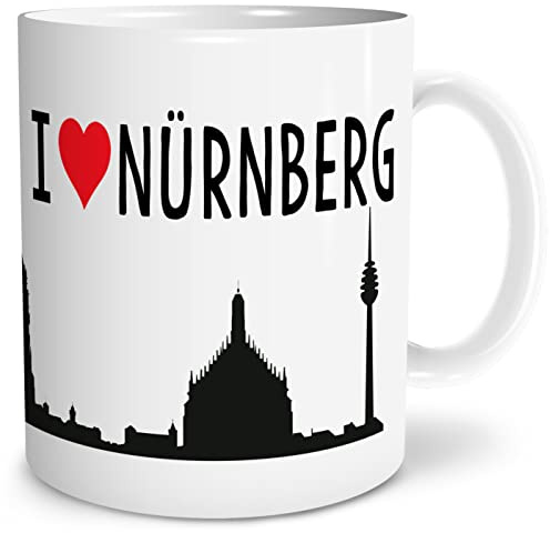 OWLBOOK® I love Nürnberg Skyline Tasse mit Spruch Geschenke Geschenkideen als Erinnerung oder Mitbringsel von einer Reise für Männer und Frauen zum Geburtstag Keramik 300 ml