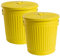 Jinfa | 2 Jeux Poubelle en métal galvanisé avec poignées et couvercle | Jaune | Diamètre Ø 21,5 cm - Hauteur 21,5 cm | Capacité: 7 litres