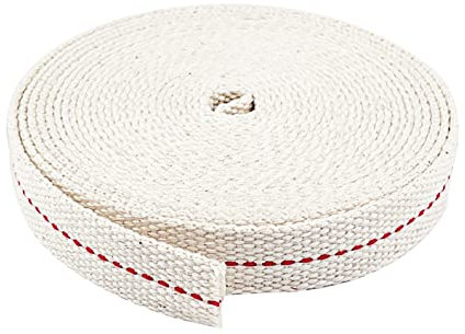 Relota 1 Rouleaux Meche Lampe a Petrole 5m, Mèche Lampe à Pétrole Largeur 2cm Mèche Pétrole Plate en Coton Blanc, Mèche Lampe à Huile Mèches de Rechange pour Lampe à Huile ou Brûleur à Kérosène