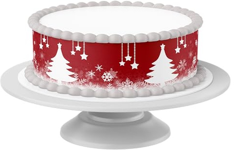 Tortenband Weihnachten 1 essbar - 4 Stück á 24cm x 5cm passend für Torten bis 30 cm zum mitessen - kreative Dekoration für Torten