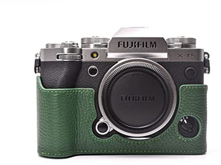 Rieibi Fuji XT5 Étui en Cuir véritable de qualité pour Appareil Photo numérique Fujifilm X-T5, Vert, Trousse de beauté