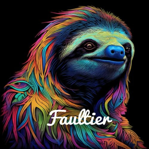 Faultier Malbuch für Erwachsene mit schwarzem Hintergrund (Tier Malbücher)