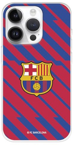 Schutzhülle für iPhone 15 Pro FC Barcelona BarÇa, transparentes Wappen zum Schutz Ihres Handys, flexible Silikonhülle, offizielle Lizenz FC Barcelona