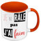 Tasse in Premium-Qualität, Orange – Je n' Rale Pas J'ai Faim Humour Drole – Tasse mit Henkel und farbigem Innenfutter