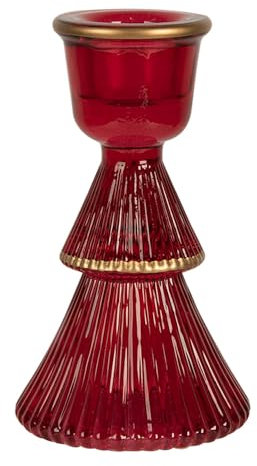 Clayre & Eef Kerzenständer Ø 6x10 cm Rot Glas 6GL4396R