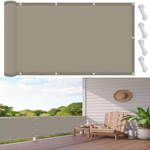 Voile D Ombrage Abri de Jardin 0.5 x 2 m Protection Solaire, Résistant à La Pluie, Anti UV Serres Filet d'ombrage avec Oeillets pour Extérieur, Jardin, Terrasse, Taupe