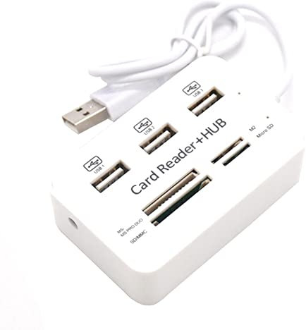 Pyanegn 1 PCS 3 Port USB HUB 2.0 Splitter Combo Card Reader 7 in 1 Portable Multi Function Support TF SD M2 SDHC Card Read Write