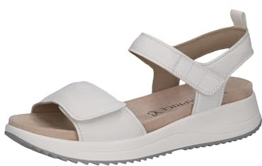 CAPRICE Damen Sandalen flach aus Leder mit Klettverschluss, Weiß (White Nappa), 37 EU