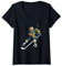 Damen Eishockeyspieler Pixel Art Eishockeyhelm T-Shirt mit V-Ausschnitt