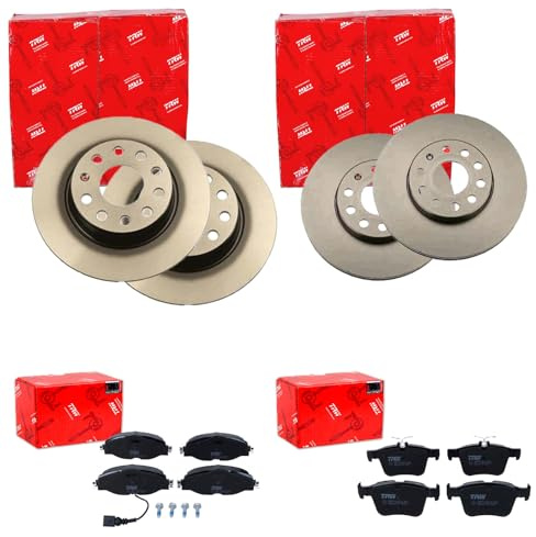 TRW Bremsscheiben + Beläge vorne + hinten passend für Golf 7 A3 8V Leon 5F