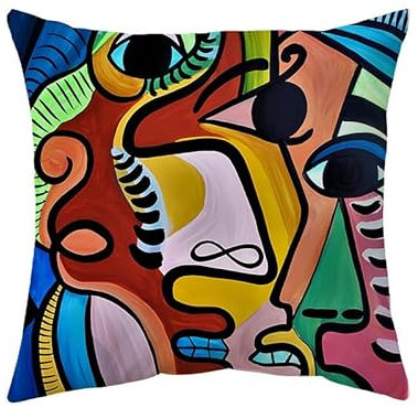 Kissenbezug 40X40 Abstraktes Gesicht Kissenhülle Leinen Kissenbezüge Sofakissen Dekokissen Deko Kissenhüllen Wohnzimmer,Outdoor Kissen Mit Reißverschluss