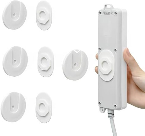 Mehrfachsteckdosenfixierer für Steckdosenleiste - Set mit 3 selbstklebenden Halterungen für Kabelmanagement, einfache Montage ohne Bohren, ideal für Zuhause und Büro, Weiß