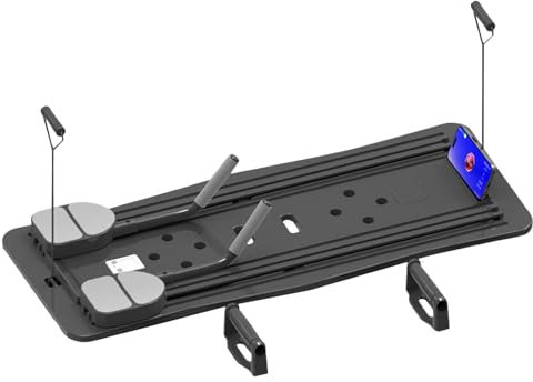 Luckxing Pilates Reformer Maschine - Kompakte Pilates Maschine mit Telefonhalter, 2 Griffen, Elastischer Kordelzug - Tragbares Trainingsbrett für Brust- und Bauchübungen - Schwarz, Polypropylen