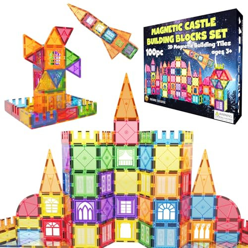 Desire Deluxe Magnetische Fliesen Bausteine Set Spielzeug für Mädchen & Jungen ab 3 Jahren – Pädagogischer Magnetstiel Lernspielzeug Vorschule Gehirnentwicklungsspielzeug für Kinder,