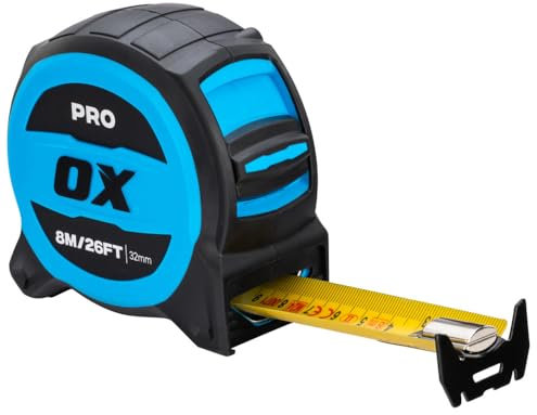 OX Pro Ruban à mesurer magnétique avec double crochet et lame de 32 mm de large 8 m