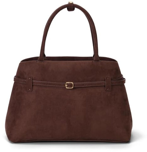GSenhui Wildleder Handtasche Groß Damen Suede Tote Bag und Tasche Herbst Tragetasche Frauen Henkeltaschen Vintage Handbag Women Braun für Pendeln Arbeiten