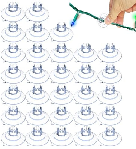 Saugnäpfe für Lichterkette, -Saugnäpfe für Fenster, klare Saugnäpfe für Lichterketten, 30 x Urlaubskranz Saugnäpfe, Glasfenster-Saugnäpfe für Fliesen