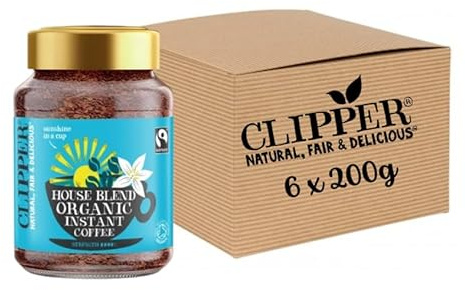 Clipper Coffee 6 x 200g Fairtrade | Ethically Sourced Org Coffee | 100% Arabica |medium Roasted House Blend Clipper