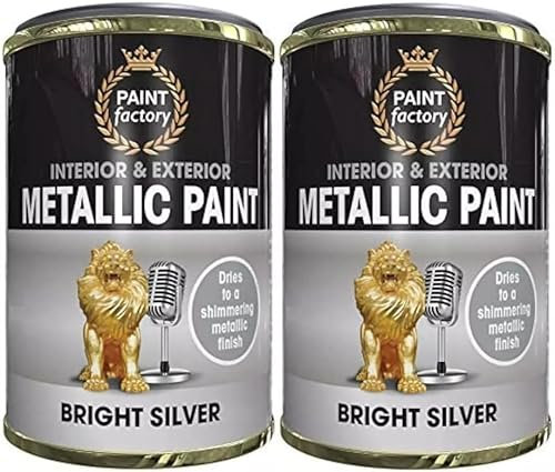 MIXEL Bright Silver Metallic Tin Paint, Quick-Drying Formula, DIY Enthusiasts, Easy-to-Apply, Ideal for Crafting, DIY Projects, Home Décor, Wood, Metal, 300ml, (2 Pcs)