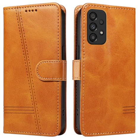 NEXCURIO Handyhülle für Samsung Galaxy A53 5G Hülle Klappbar mit Kartenfäch Klapphülle Lederhülle Leder Schutzhülle Wallet Flip Case Cover Handy Tasche Handytasche - Braun