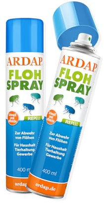 ARDAP Repell Flohspray für Wohnung und Möbel 2 x 400ml - Alternative zum ARDAP Fogger gegen Flöhe/Floh Fogger - Flohmittel für Wohnung - Umgebungsspray Flöhe - Wirkt schnell (PT19)