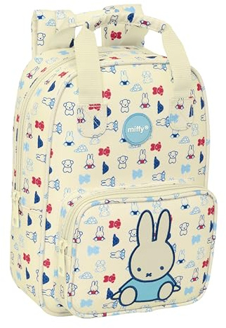 safta Miffy Buddy Kinderrucksack mit Griffen, leicht zu reinigen, ideal für Kinder verschiedener Altersgruppen, bequem und vielseitig, Qualität und Widerstandsfähigkeit, 20 x 8 x 28 cm, Pastellbeige