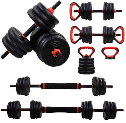 Mobiclinic®, Manubri Regolabili 20 kg, 4 in 1, Set di Pesi, Manubri, Kettlebell e Supporto per Flessioni, Barra di Collegamento, Impugnatura Antiscivolo, Mobimax, Palestra Domestica, Fitness