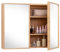 GOPLUS Meuble Salle de Bain avec 2 Porte et Miroir, Armoire Salle de Bain en Bambou, 3 Compartiment Large et 2 Etagères Réglables, Vis d'Expansion, Miroir Mural pour WC, Entrée, Naturel