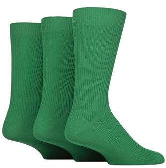 Glenmuir Men’s 3 Pair Laird Cotton Ribbed Trouser Socks – Plain, Soft, Breathable & Durable, Ideal for Work & Formal Wear with Ribbed Top, Comfortable Everyday Wear, Size 7–11