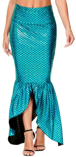 Arankhiger Damen Meerjungfrau Kostüm Karneval Glänzend Meerjungfrauenflosse Rock Mermaid Partykleid