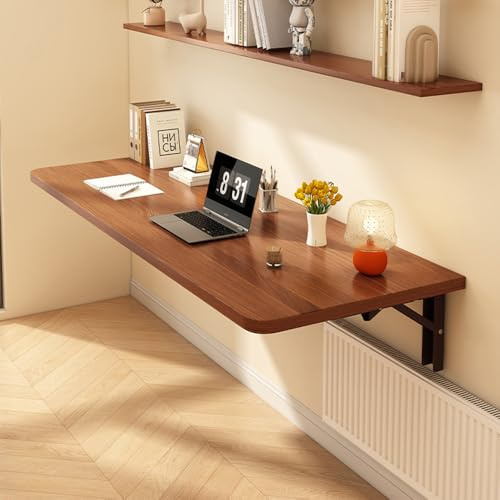 Laneryin Wooden Wall Mounted Folding Table Floating Hanging Laptop Desk