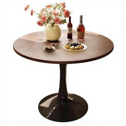 Runder Esstisch Modern Durchmesser 50/60/70/80cm Tulpenfuß MDF Platte Küchentisch Platzsparend Schreibtisch für Wohnzimmer Büro Frühstücksecke(Walnut,Diameter 70cm)