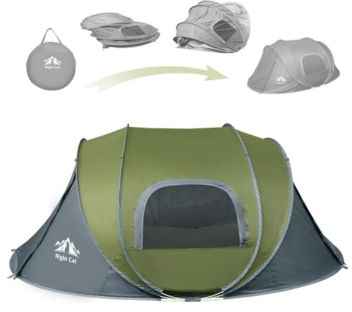 Night Cat 【Pop-Up Campingzelt】 2 Personen Zelt Wasserdicht Instant Easy Setup Familienzelt