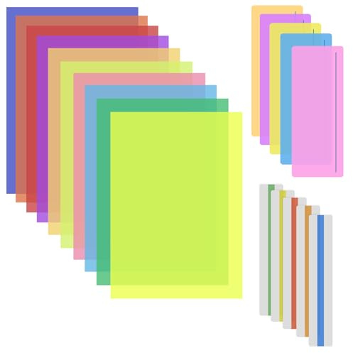 20 PCS Dyslexia Overlays A4 Coloured Overlays Aids and Reading Rulers | Highlight Strips for Adults and Children with ADHD Irlen Syndrome Reduce Visual Stress and Improve Reading Speed and Comfort