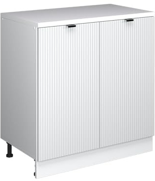 Vicco Erweiterungsschrank Rion, Weiß Riffel/Weiß, 80 x 46 cm ohne Schräge mit 2 Türen, kombinierbar mit Rion Dachschrägenschränken und Schrankmodulen