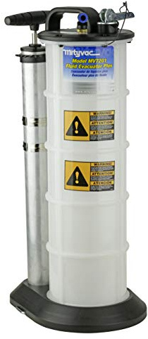 Mityvac 7201 Manual Fluid Evacuator Plus with 2.3 Gallon Reservoir; Evacuates or Dispenses Fluids with Push Button; Evacuate Through The Dipstick Tube , White
