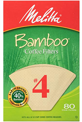 Melitta #4 Cone Coffee Filters, Bamboo, 80 Count