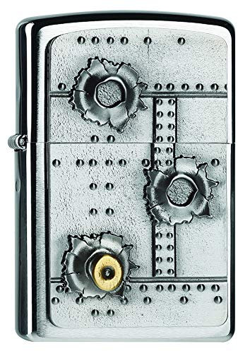 Zippo Bullet Holes 3D Encendedor, Cromo, Única