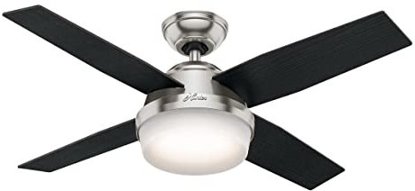 Hunter Dempsey Indoor Ceiling Fan with LED Light and Remote Control, 44, Brushed Nickel