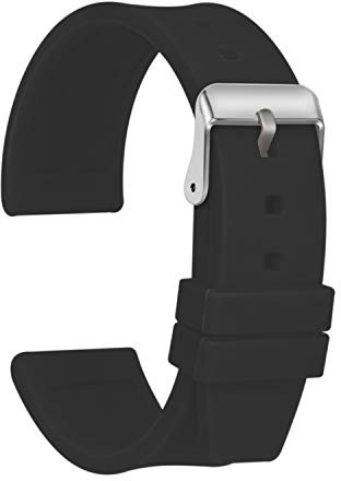 ULLCHRO Unisex Kautschuk Armband mit Edelstahl Silberne Schnalle 26mm Schwarz
