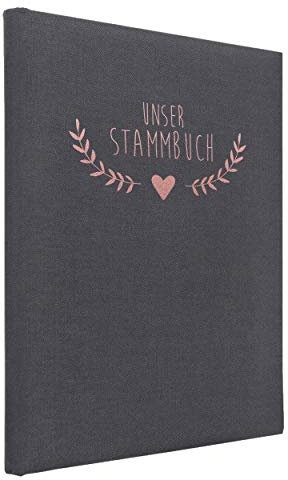 Hochzeitideal Stammbuch der Familie DIN A4 'Boho' Leinen (grau)