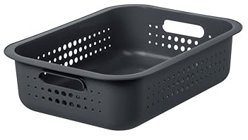 SmartStore 6L Recycled Plastic Storage Basket with handles - Taupe - Sustainable, Stackable and Nestable - 10 Year Guarantee - BPA Free - Small basket - L37 x W28 x H10 cm