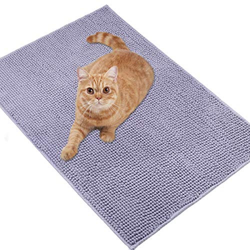 VIVAGLORY Soft Cat Litter Box Mat, Large Litter Trapping Mat for Indoor Cat, Machine Washable Cat Kitty Litter Tray with No-slip and Waterproof, 80 × 50cm, Grey