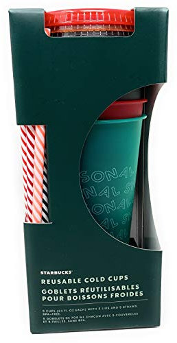 Starbucks, tazze fredde riutilizzabili in edizione limitata con coperchi e cannucce, confezione da 5 bicchieri da 24 once
