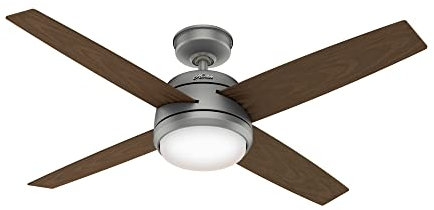 Hunter Fan Company, 59616, 52 inch Oceana Matte Silver Wet Rated Ceiling Fan with LED Light Kit and Wall Control